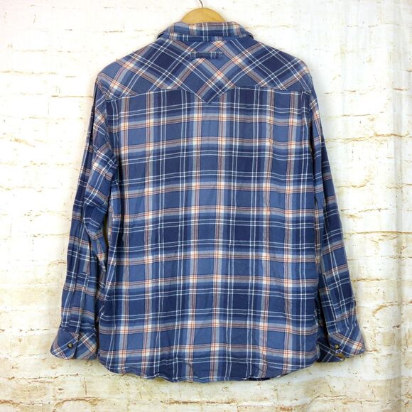 Legendary Whitetails Shirt Mens L Blue Plaid Western Flannel Stockyards Shotgun - Picture 3 of 16